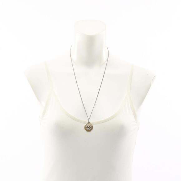 CHANEL Silver Logo Necklace
